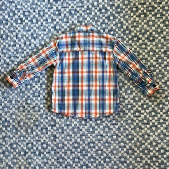 Lee Baby Boy 18 Months Orange Blue White Plaid LS Button Down Shirt - Picture 11 of 14
